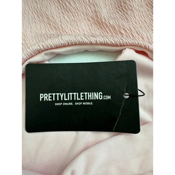 PrettyLittleThing Pink Swimsuit Belted Cutout Crinkle One Piece US 6 - Picture 3 of 7